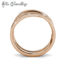 Swarovski Crystals Criss Cross Ring (Rose Gold) - Her Jewellery