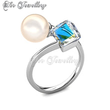 Swarovski Crystals Pearl Cube Ring - Her Jewellery