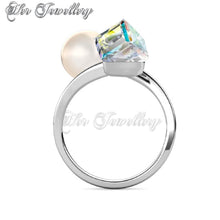 Swarovski Crystals Pearl Cube Ring - Her Jewellery