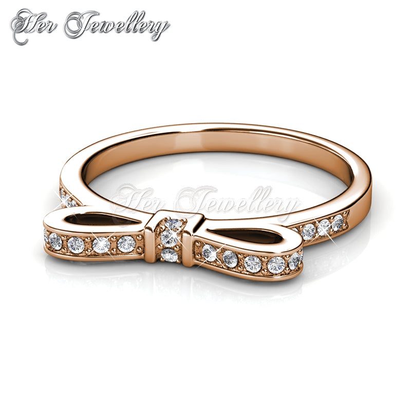 Swarovski Crystals Ribbon Ring (Rose Gold) - Her Jewellery