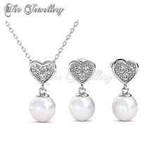 Swarovski Crystals Pearl Heart Set - Her Jewellery