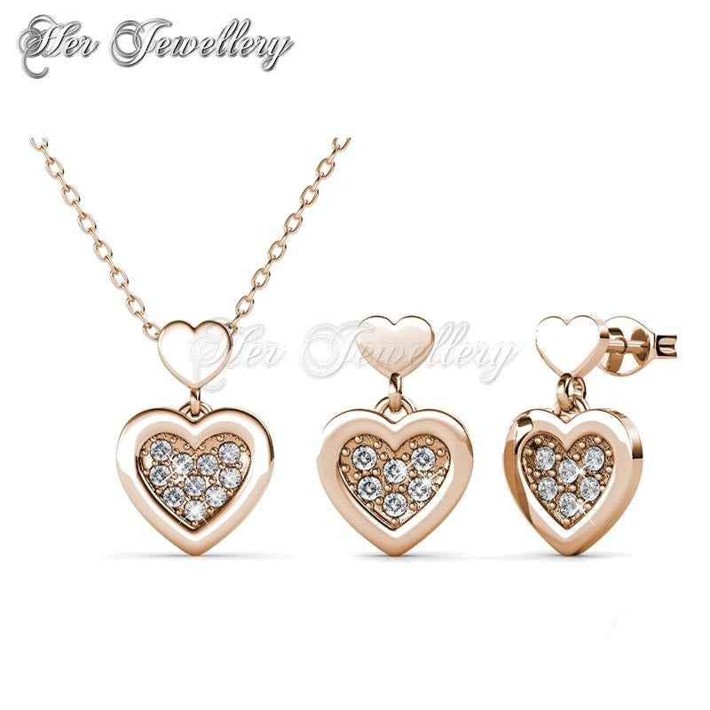 Swarovski Crystals Larine Love Set (Rose Gold) - Her Jewellery