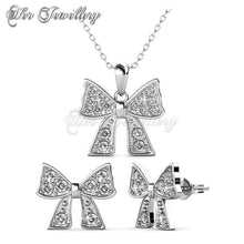 Swarovski Crystals Ribbon Bow Set - Her Jewellery