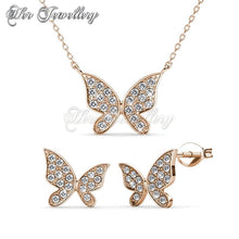 Swarovski Crystals Meadow Butterfly Set (Rose Gold) - Her Jewellery