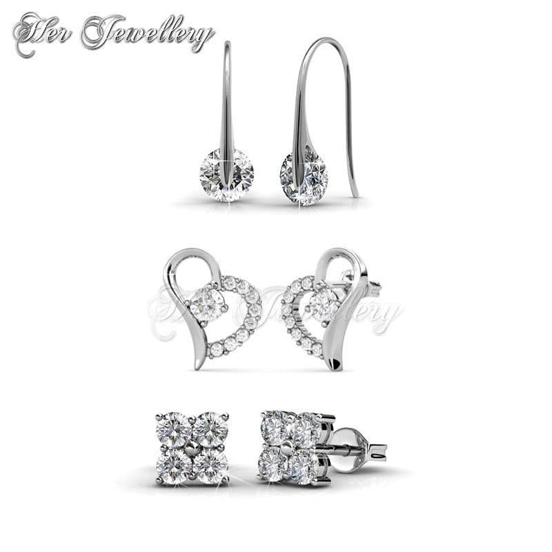 Swarovski Crystals Classy Sweet Earrings Set - Her Jewellery