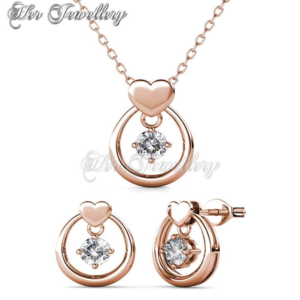 Swarovski Crystals Love Drop Set (Rose Gold) - Her Jewellery