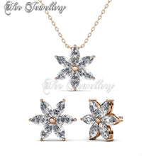 Swarovski Crystals Petal Flower Set (Rose Gold) - Her Jewellery
