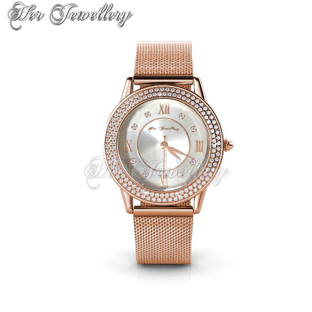 Swarovski Crystals Dawn Metallic Watch (Rose Gold) - Her Jewellery