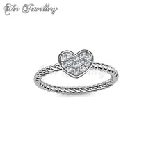 Swarovski Crystals Twisted Heart Ring - Her Jewellery