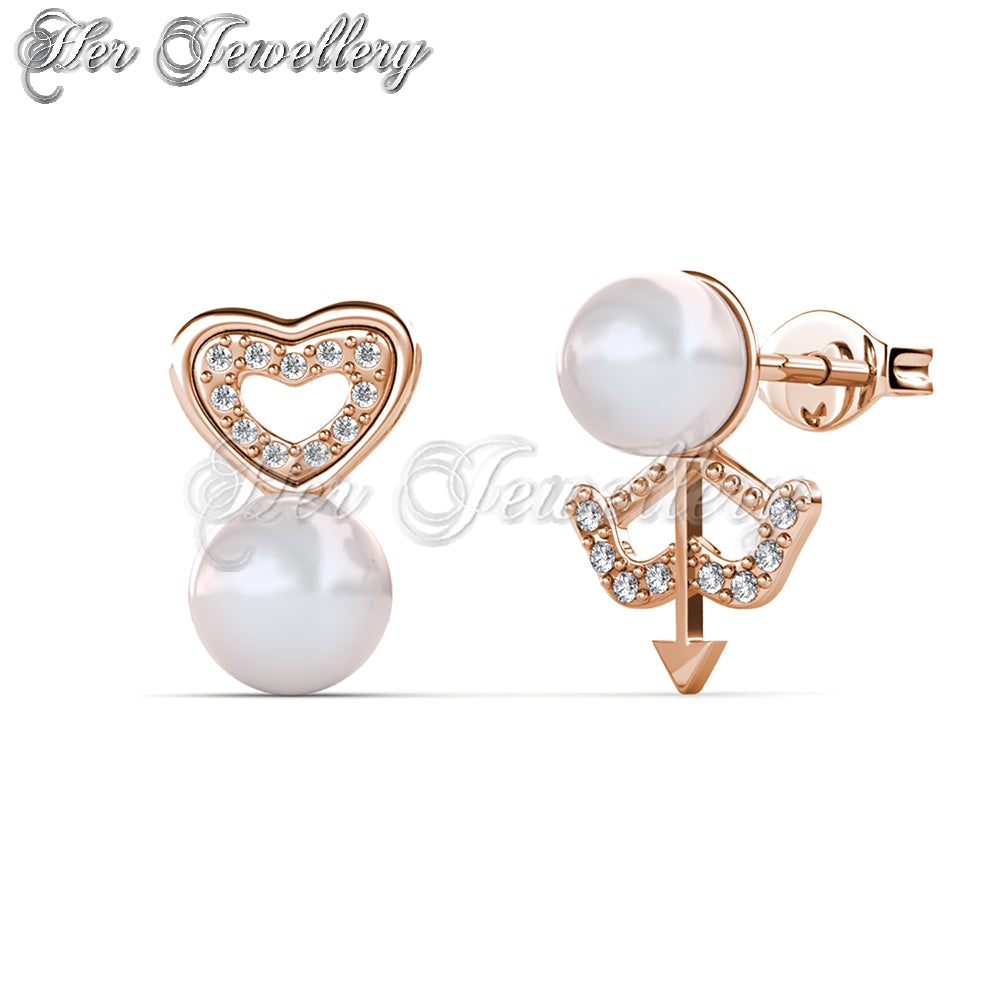 Arrow Pearl Heart Earrings