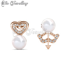 Arrow Pearl Heart Earrings