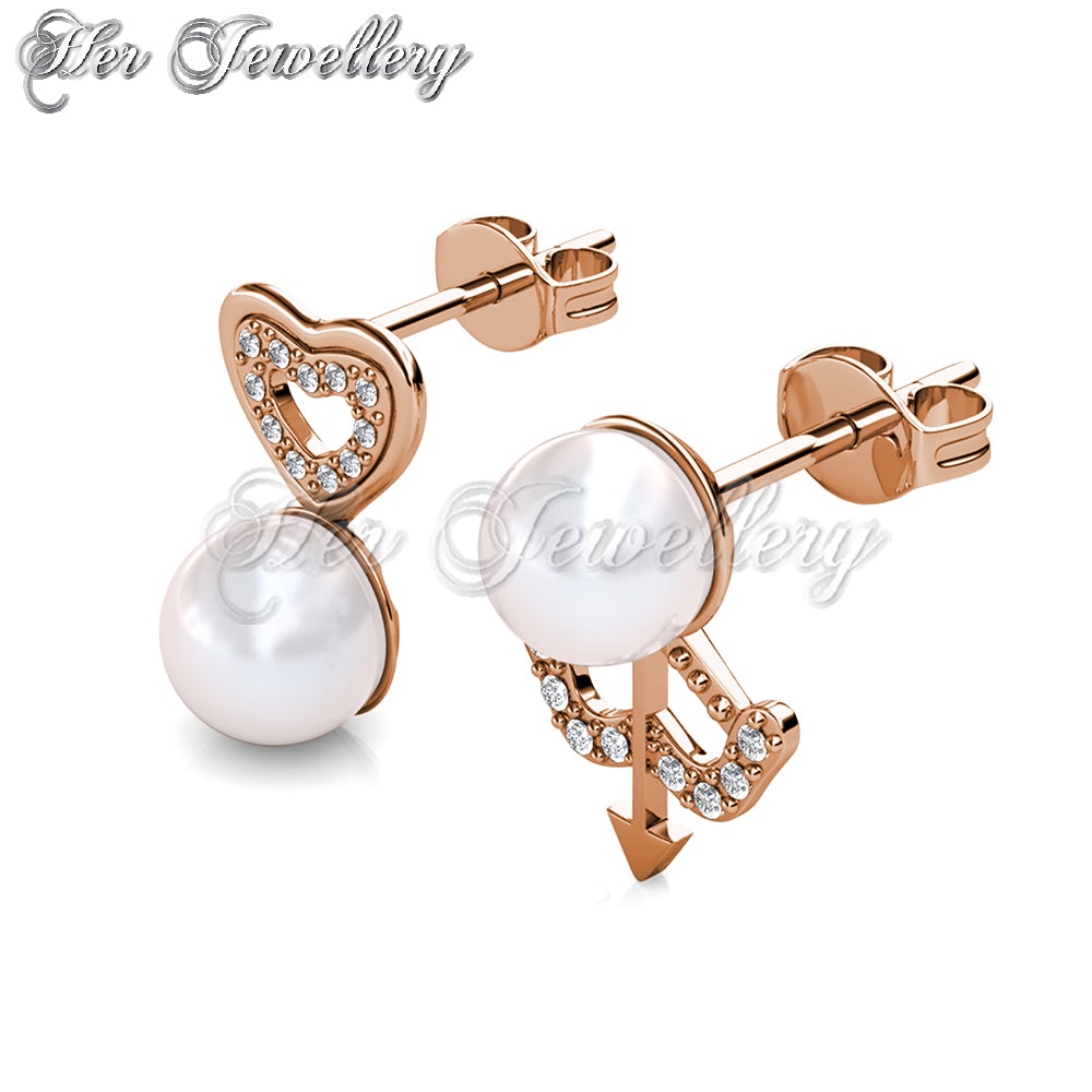 Arrow Pearl Heart Earrings