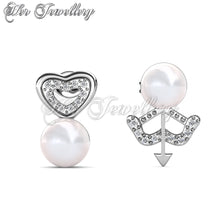 Arrow Pearl Heart Earrings