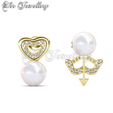 Arrow Pearl Heart Earrings