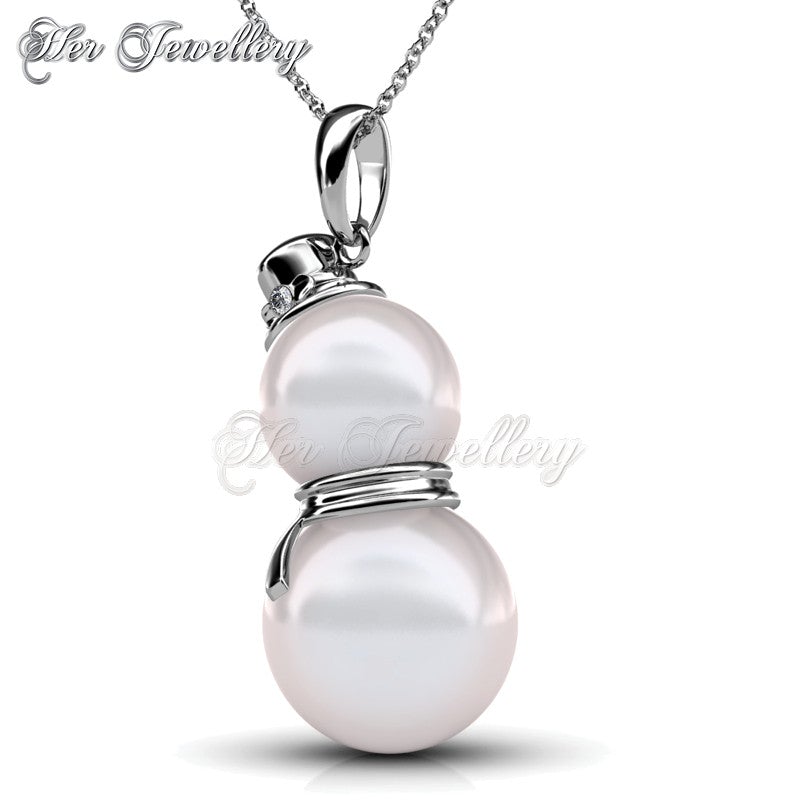 Swarovski Crystals Snowman Pearl Pendant - Her Jewellery