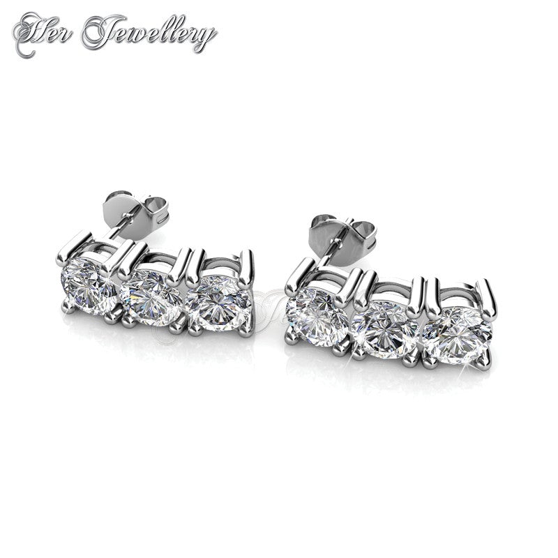 Swarovski Crystals Tri Earrings‏ - Her Jewellery