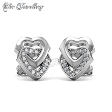 Swarovski Crystals 2 Hearts Earrings‏ - Her Jewellery