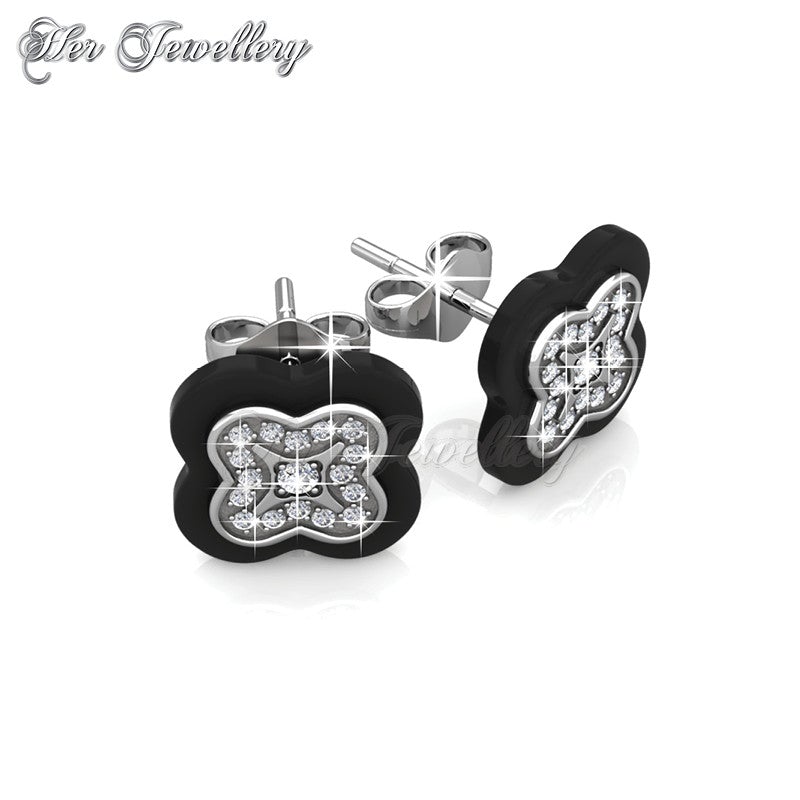 Swarovski Crystals Clover Ceramic Earrings - Her Jewellery