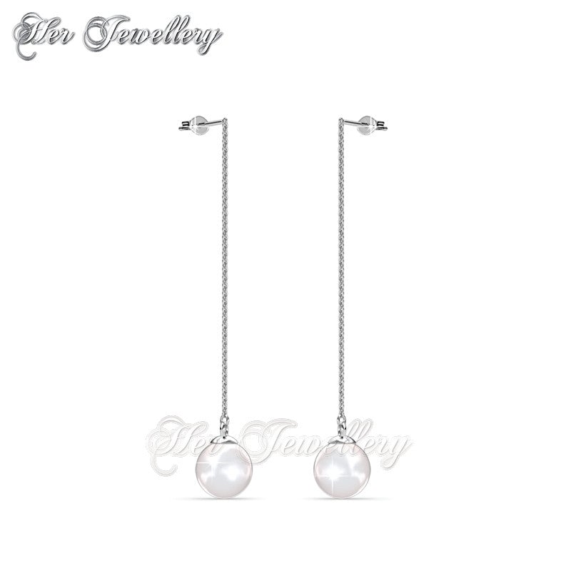 Swarovski Crystals Dangling Pearl Earrings - Her Jewellery