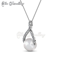 Swarovski Crystals Ribbon Pearl Pendant - Her Jewellery