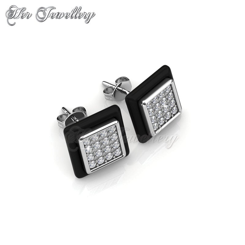 Swarovski Crystals Square Ceramic Earrings - Her Jewellery