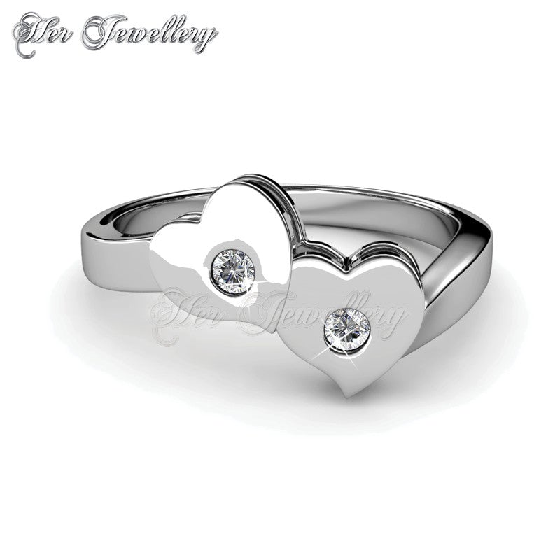 Swarovski Crystals Double Love Ring‏ - Her Jewellery