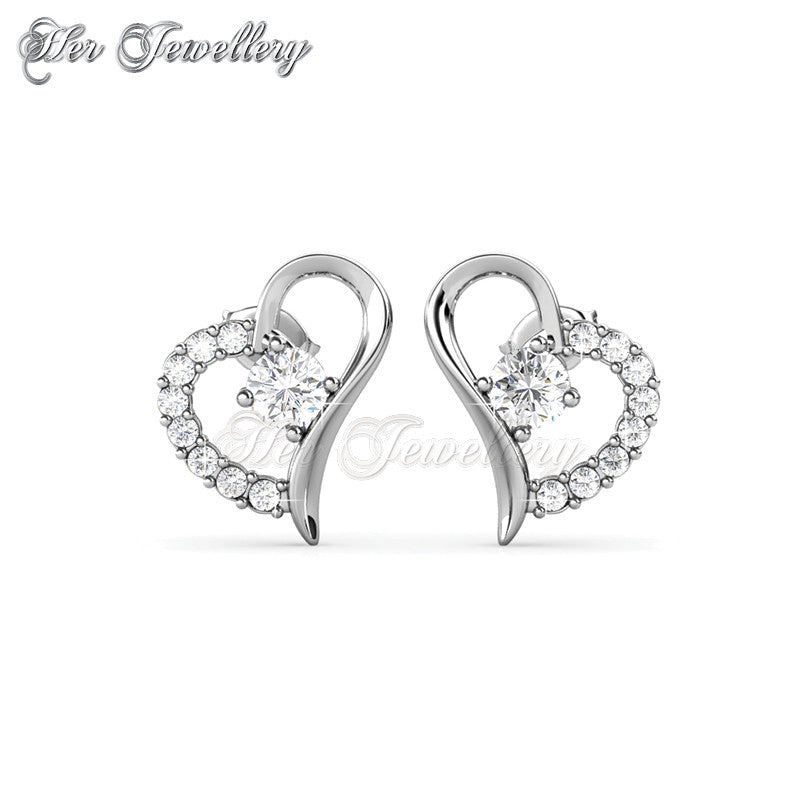 Swarovski Crystals Petite Heart Earrings - Her Jewellery