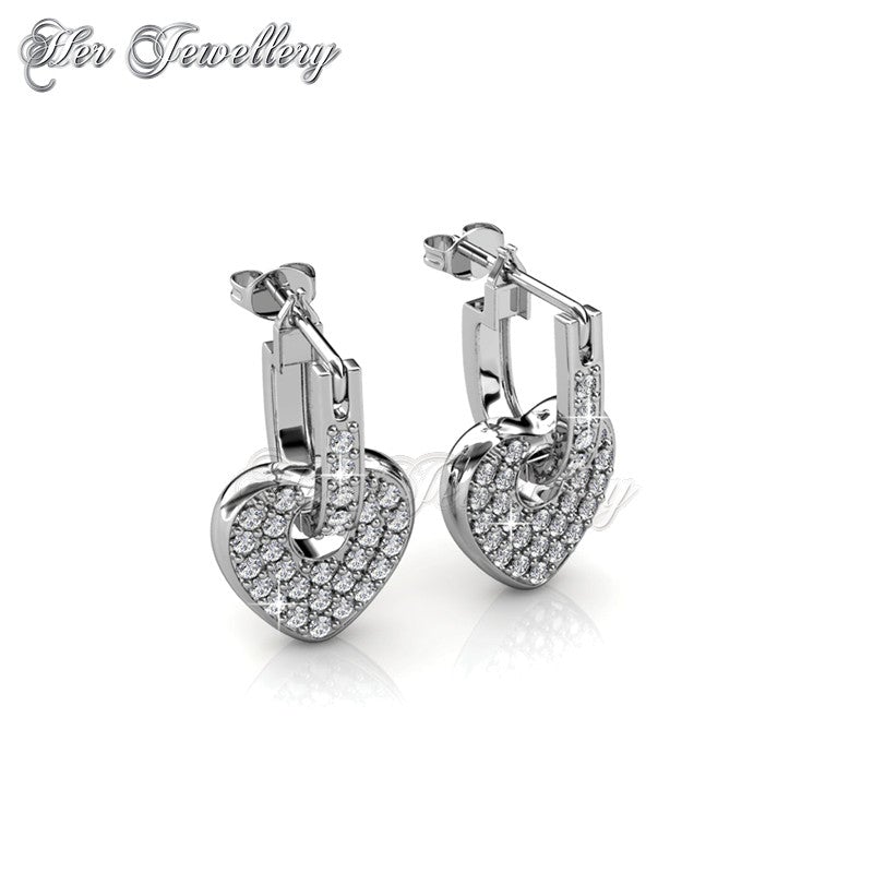 Swarovski Crystals Dangling Heart Earrings - Her Jewellery