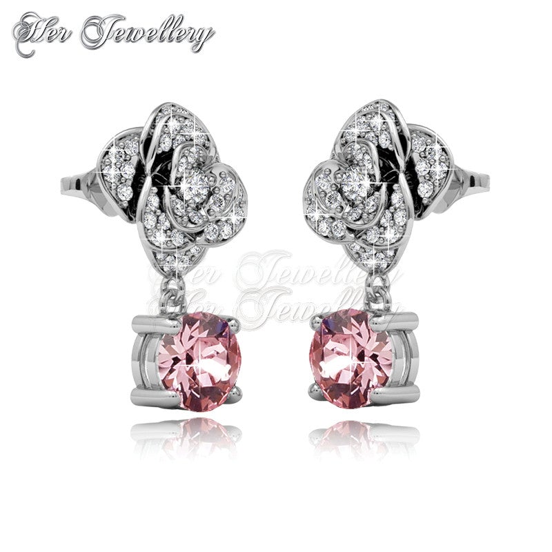 Swarovski Crystals Glamour Rose Earrings - Her Jewellery