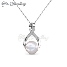 Swarovski Crystals Ribbon Pearl Pendant - Her Jewellery
