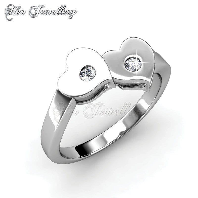 Swarovski Crystals Double Love Ring‏ - Her Jewellery