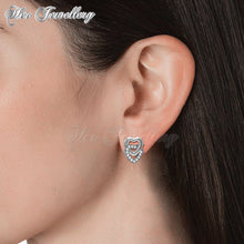 Swarovski Crystals 2 Hearts Earrings‏ - Her Jewellery
