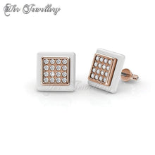 Swarovski Crystals Square Ceramic Earrings - Her Jewellery