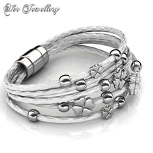 Swarovski Crystals Leather Clover Bracelet - Her Jewellery
