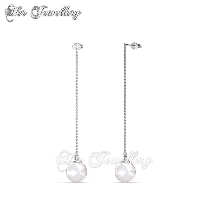 Swarovski Crystals Dangling Pearl Earrings - Her Jewellery