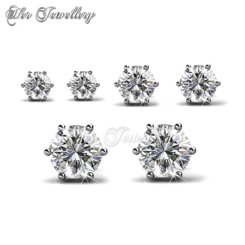 Swarovski Crystals Trinity Earrings Set - 2 Sets - Her Jewellery