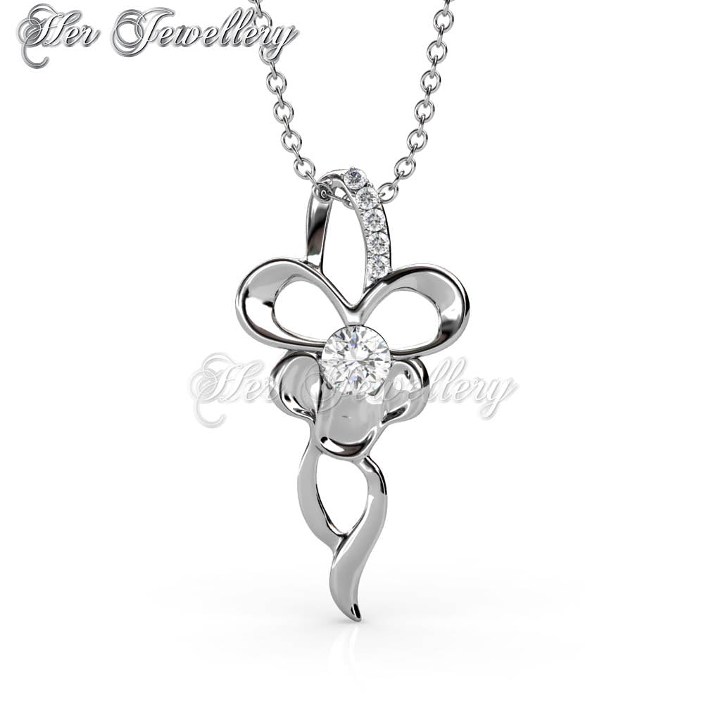 Swarovski Crystals Butterfly Silver Pendant - Her Jewellery