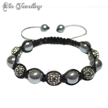 Swarovski Crystals Pearl Shamballa Bracelet Bundle Set (Grey + Pink) - Her Jewellery