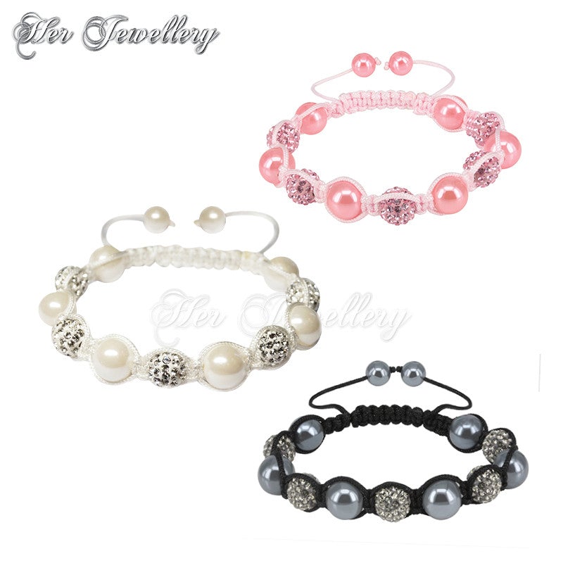 Swarovski Crystals Pearl Shamballa Combo Set - Her Jewellery