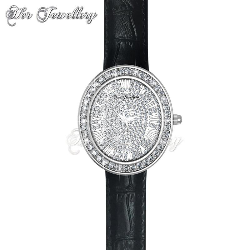 Swarovski Crystals Glamour Leather Watch‏ - Her Jewellery