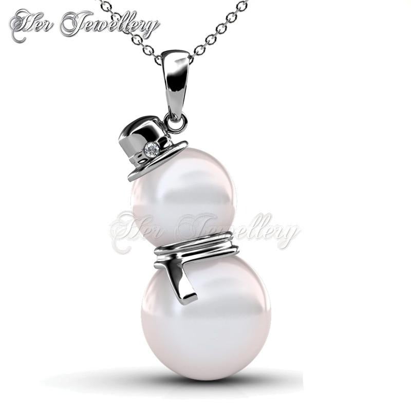 Swarovski Crystals Snowman Pearl Pendant - Her Jewellery