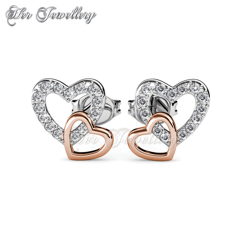 Swarovski Crystals Love with Rose Gold Earrings - Her Jewellery