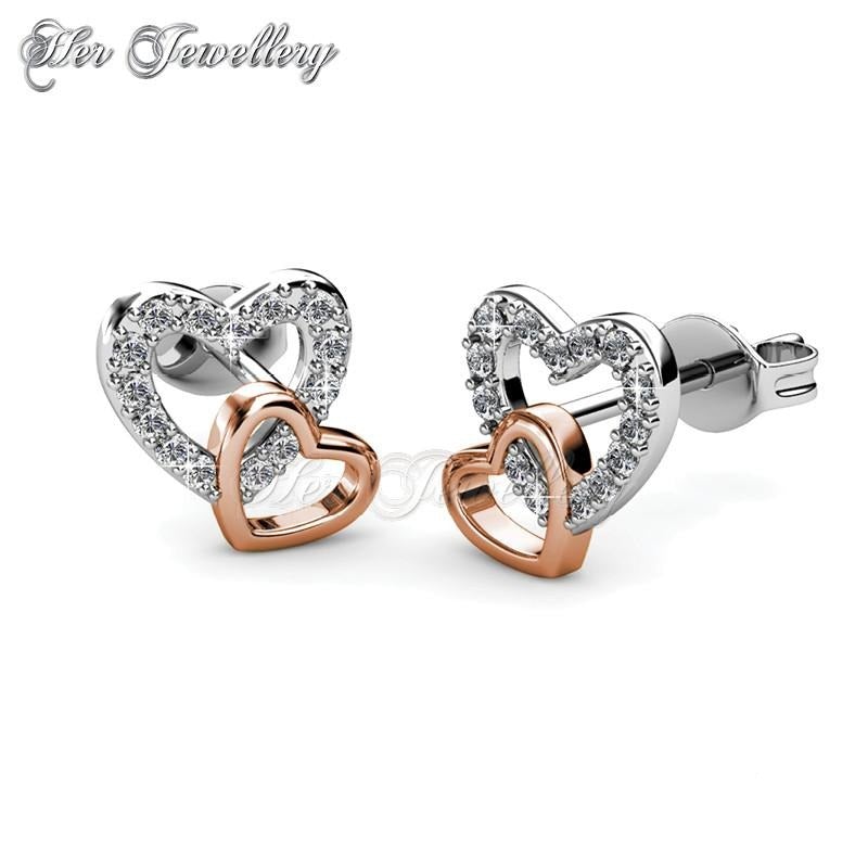 Swarovski Crystals Love with Rose Gold Earrings - Her Jewellery