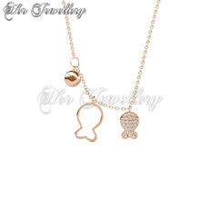 Double Crystaline Fish Pendant